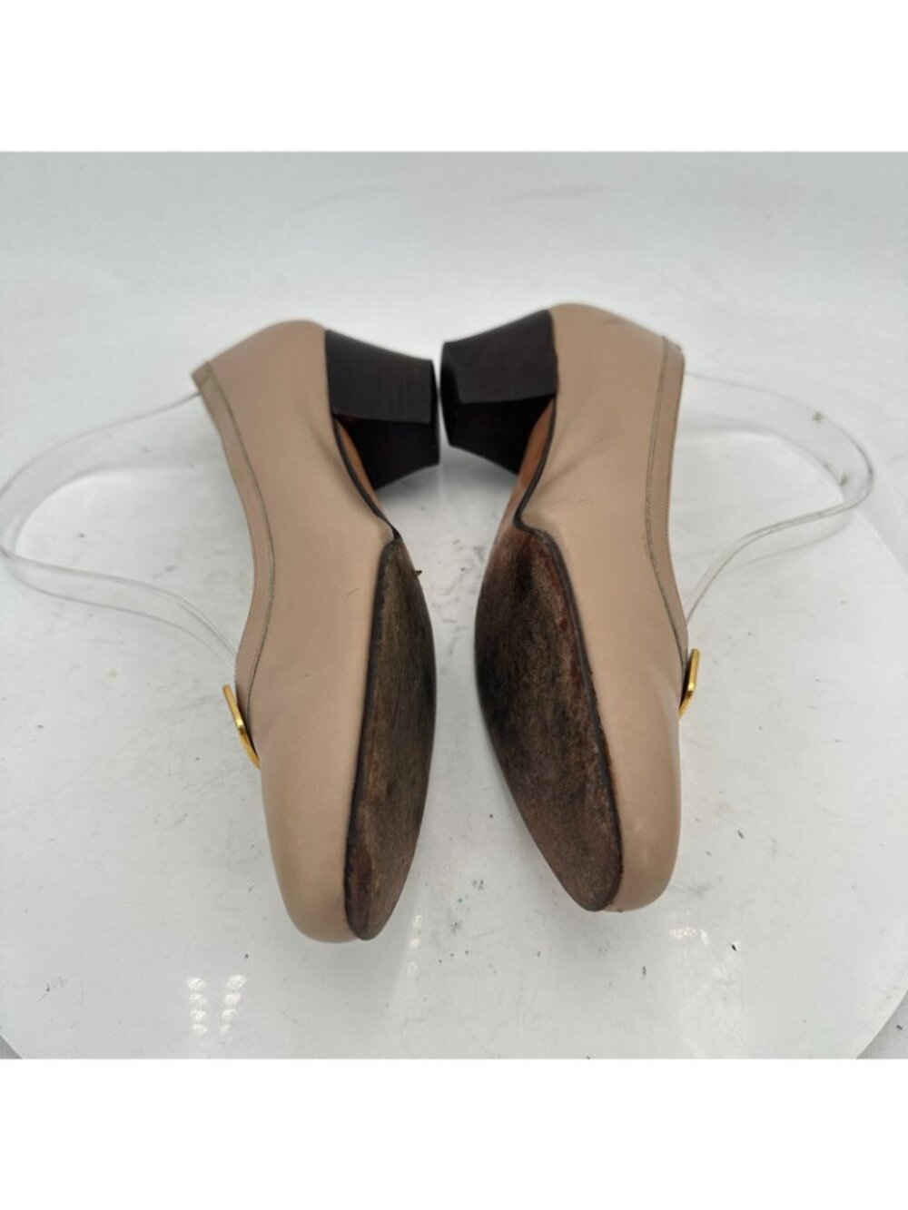 Salvatore Ferragamo Women Size 4.5C Taupe Gold-Ornament Pumps - Picture 7 of 11